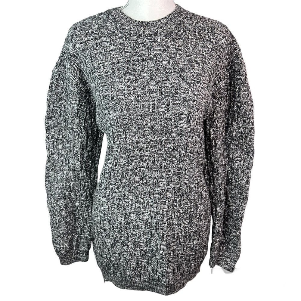 Pacsun Crew Neck Black/White Marled Pullover Side Zippers Slouch Women’s Sz L